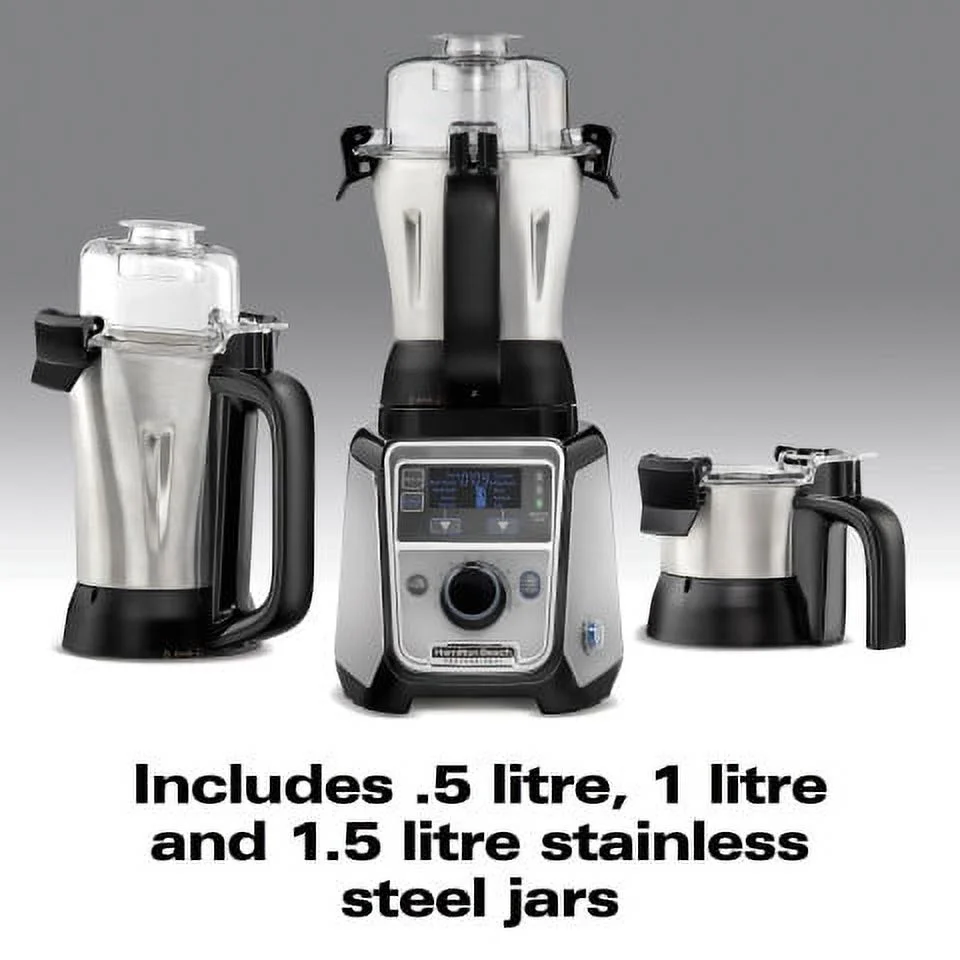 Hamilton Beach Professional 2.2 HP 120V Juicer Mixer Grinder with 3 Stainless Steel Jars, 1.5 Liters, Model 58770