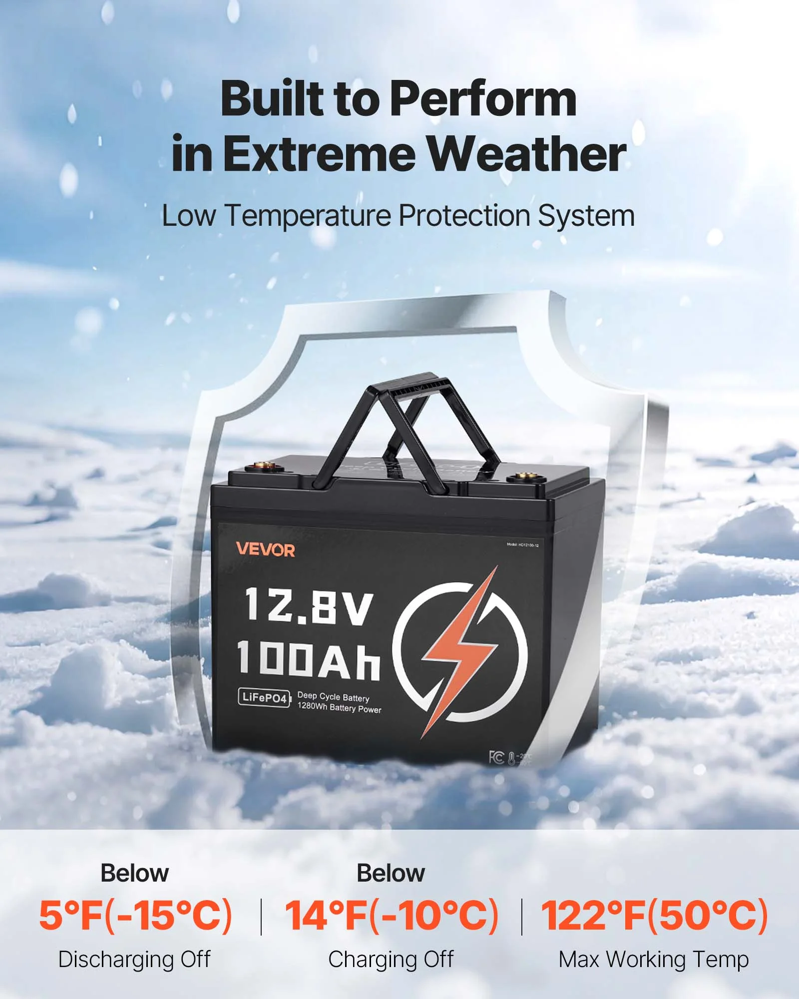 12V 100Ah LiFePO4 Battery, Up to 15000 Cycles, Deep Cycle Lithium Iron Phosphate Battery with Built-in BMS,Low Temperature Protection,10 Years Lifetime,for Solar Off-Grid Home Energy Storage - Image 4