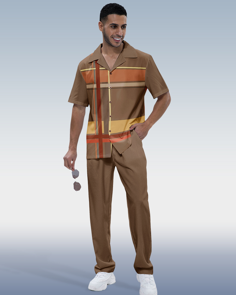 Ensemble de marche Suitmens pour homme, chemise à manches courtes à carreaux, réf. 290