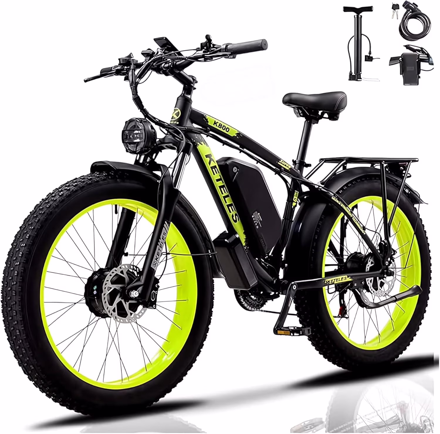 Electric Bike for Adults, Peak 4000W Dual Motor Ebike,26" Fat Tire Electric Mountain bike, 48V 23AH Removable Battery UL 2849.(Blue) - Image 3