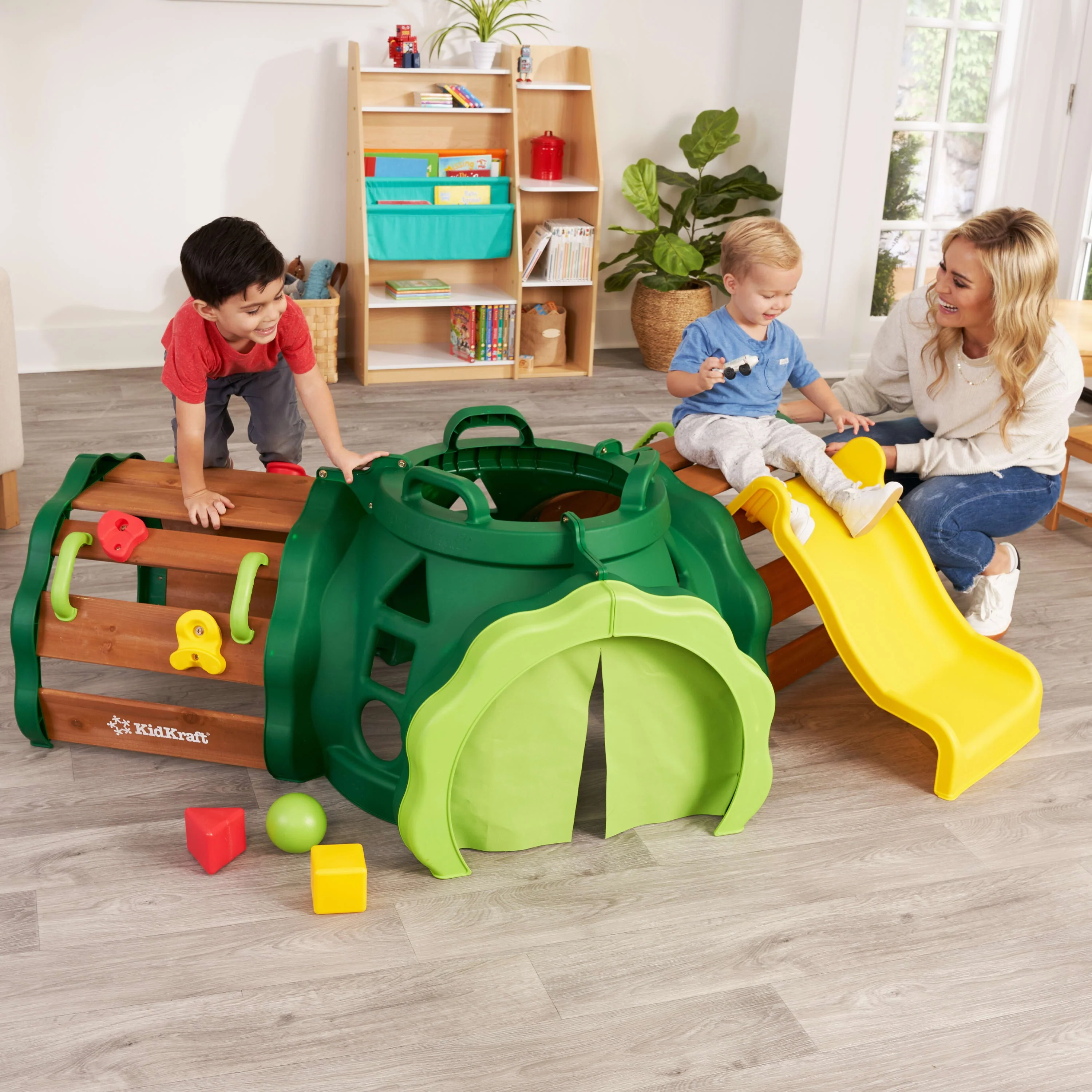 KidKraft Hideout Hollow Toddler Climber with Slide and Peek a Book Flap Image 2
