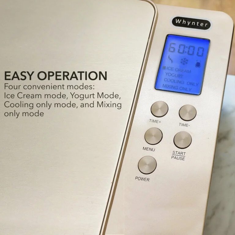 ICM-220CGY 2 Quart Capacity Automatic Compressor Ice Cream Maker Yogurt Function with Stainless Steel Bowl in Champagne Gold - Image 8