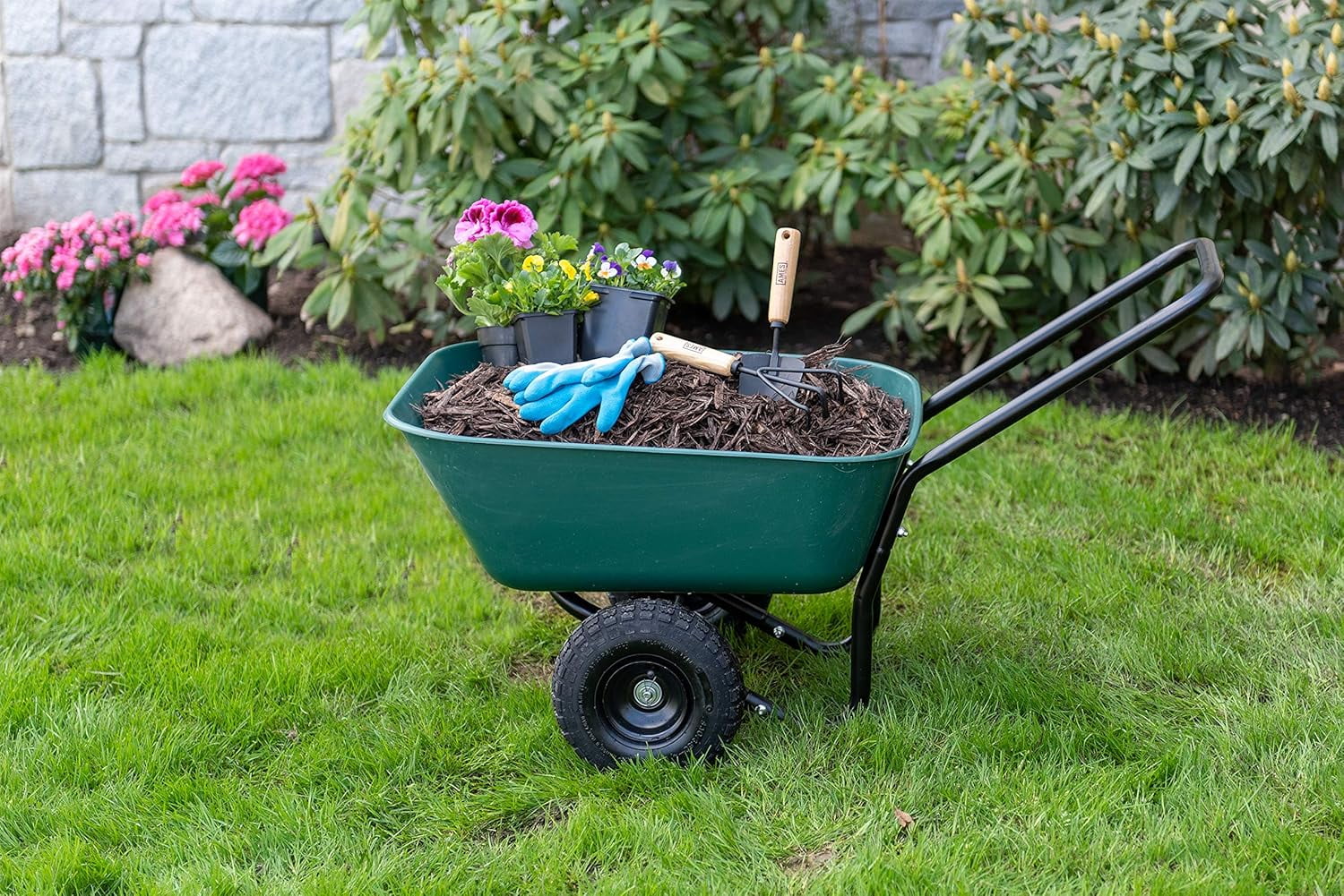Garden Barrow Dual-Wheel Residential Wheelbarrow Garden Cart