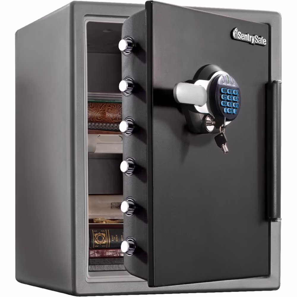 Sentry Safe Digital Fire/Water Safe - 2 Ft3 - Digital, Programmable, Dual Key Lock - 4 Live - Locking Bolt(S) - Fire Proof, Water Resistant, Pry Resistant - for Tablet, Cell Phone, External Hard