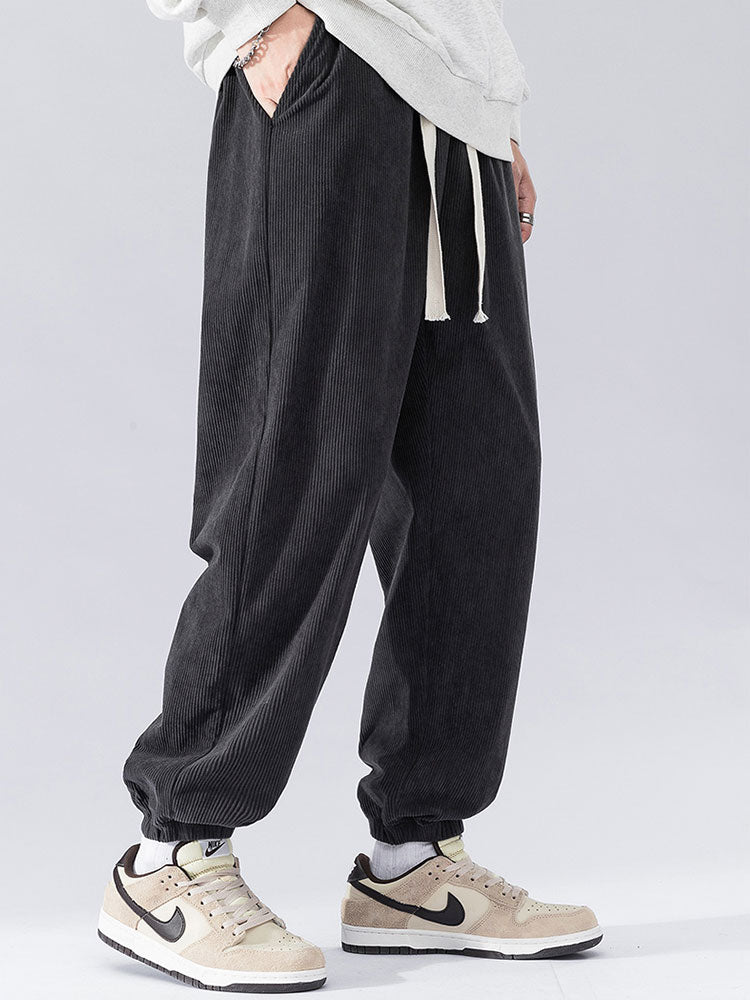 Pantalon de jogging en velours côtelé à cordon de serrage