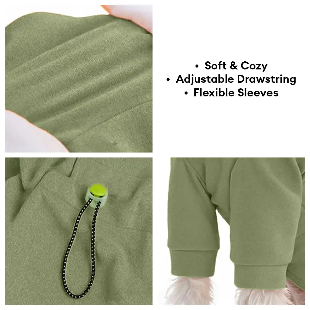 Warm Soft Fleece High-Neck Four-Legged Dog Jumpsuit with Adjustable Waist