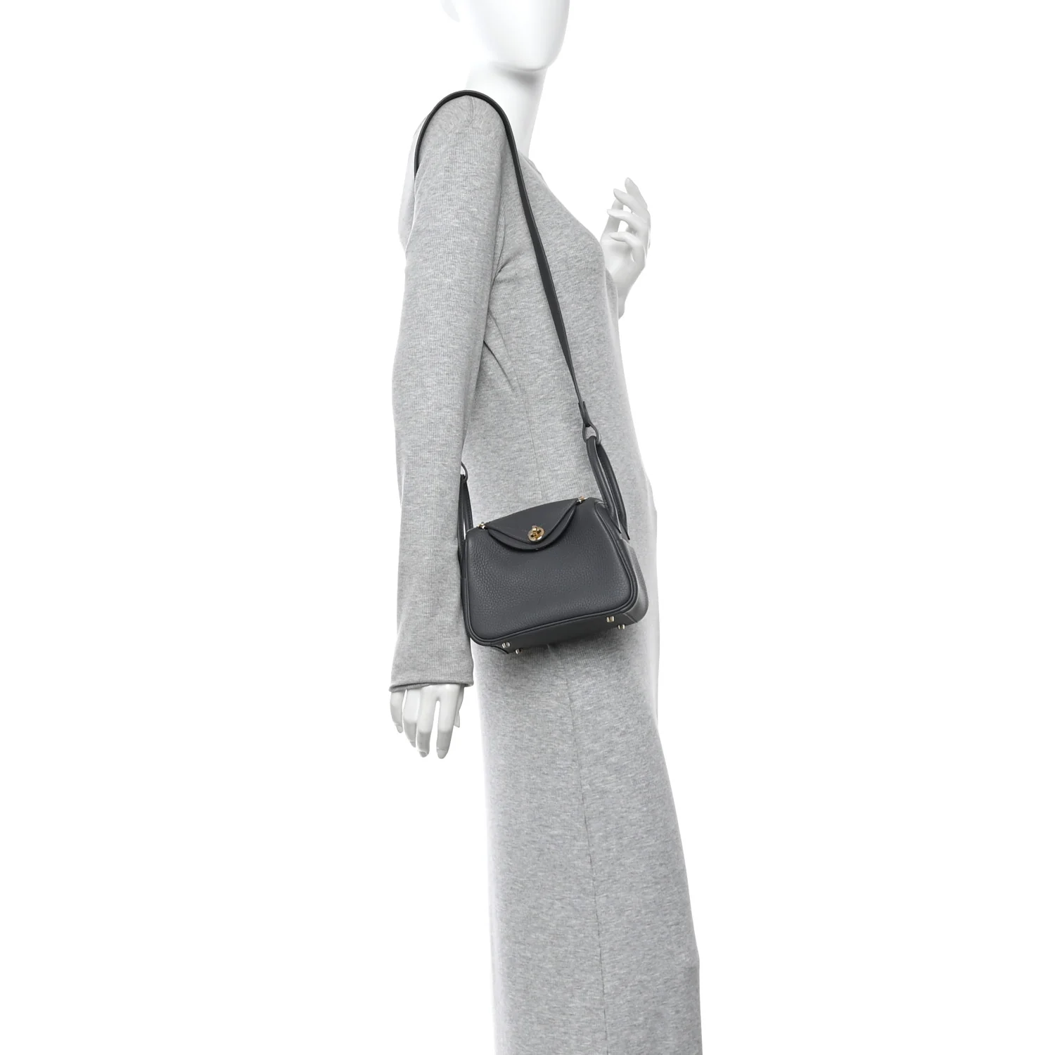 Taurillon Clemence Mini Lindy 20 Gris Misty