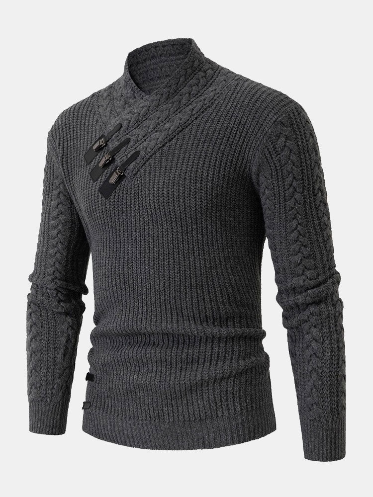 Pull à col roulé à boucle en cuir
