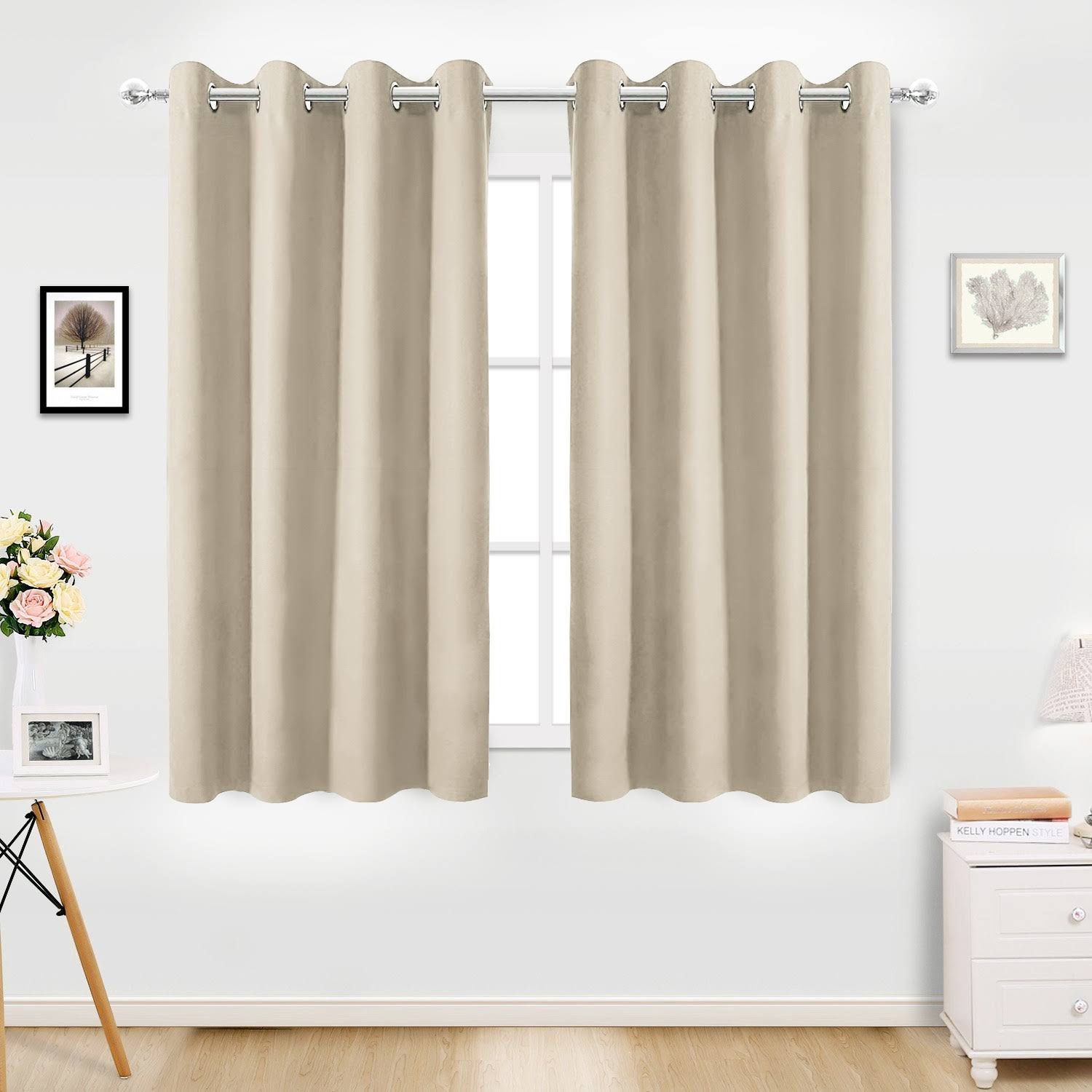 Pro Space Grommet Top Insulated Thermal Blackout Window Curtain Solid Room Drape (1 Panel) Beige 34 inchw x 45 inchh 45 Inches, Size: 34W x 45H