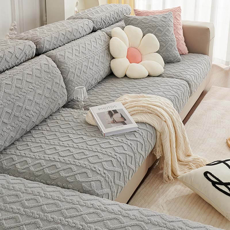 Full Wrap Soft Fleece Stretch Sectional Couch Cover