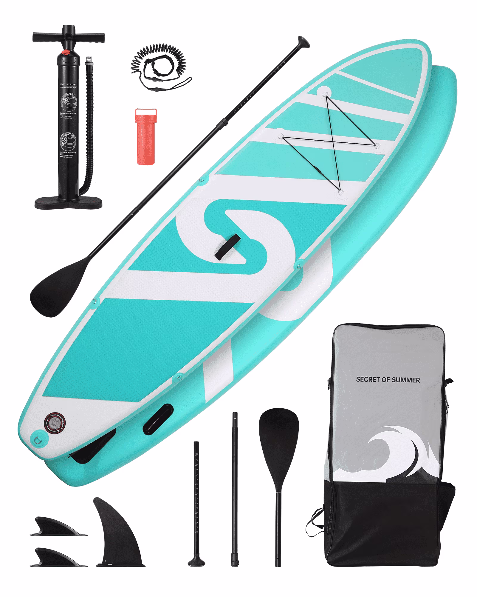 Inflatable Paddle Board 10FT Stand up Paddle Board 10' SUP 6 in.Thick Board Carry Bag Fast Pumping Green(Green)