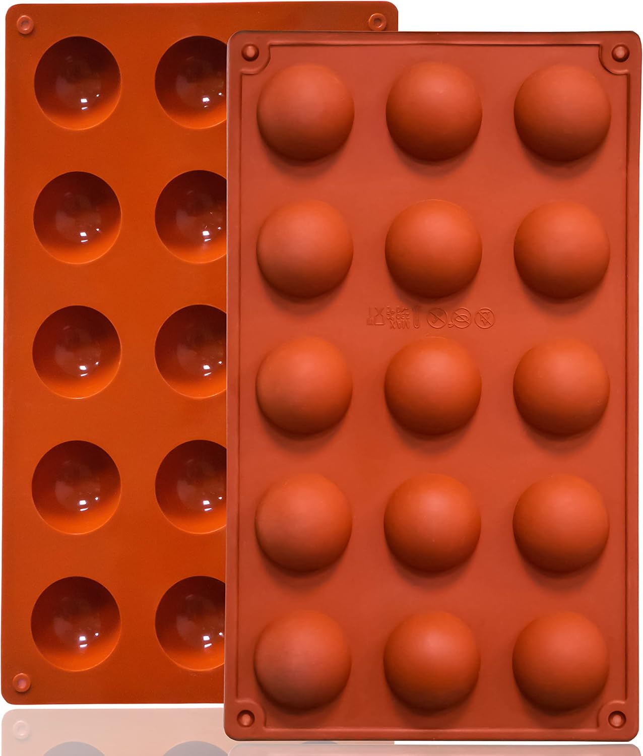 Lerykin Small 15-Cavity Semi Sphere Silicone Molds Non-Stick, 2 Packs Half Sphere Silicone Baking Molds for Making Jelly, Chocolates and Cake