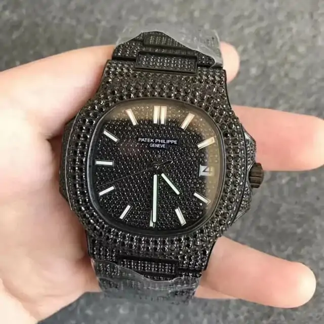 Patek Philippe Nautilus 5719 / 10G-010 PPF Factory Full Diamond Black Strap