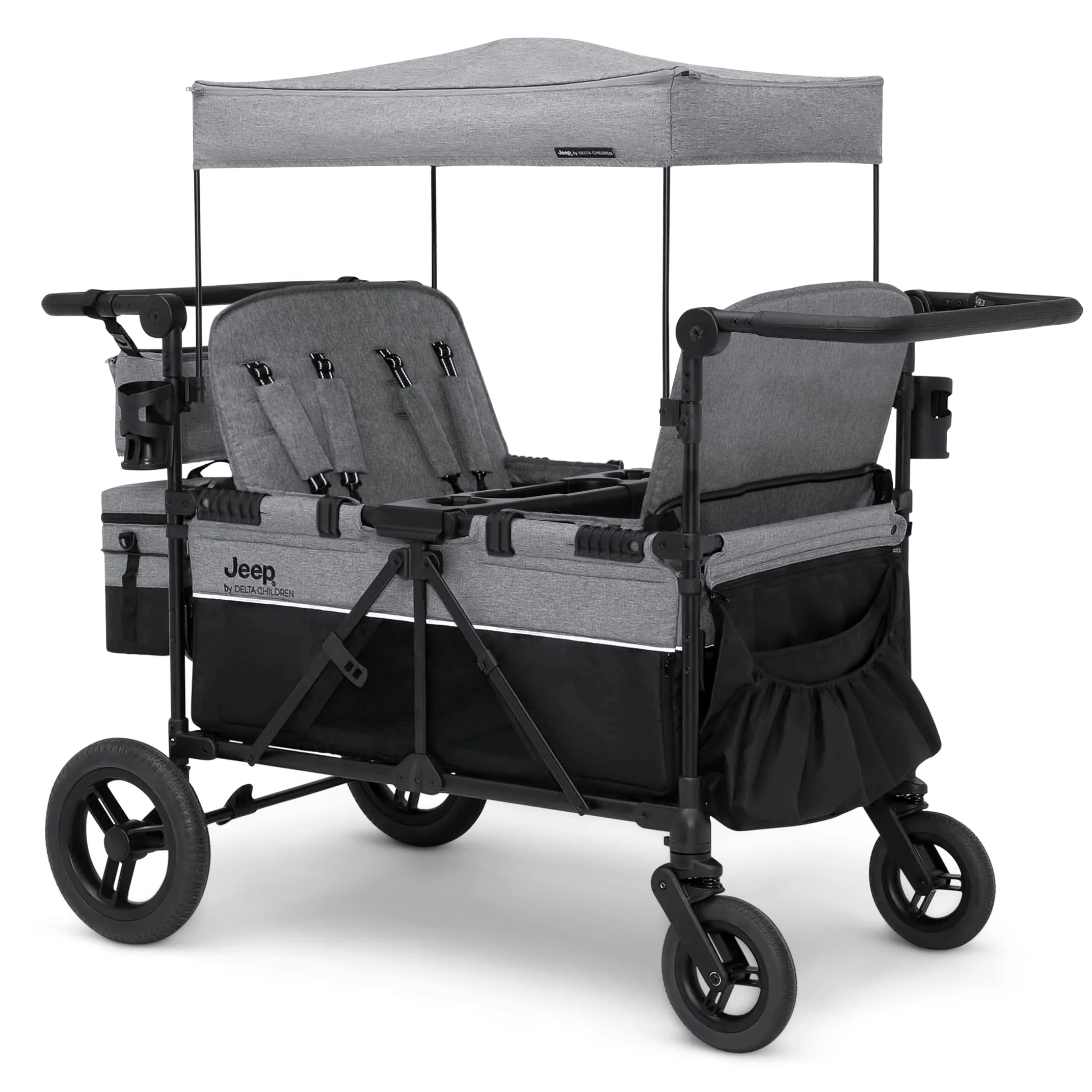 Jeep Wrangler Deluxe 4 Seater Stroller Wagon by Delta Children-Instock