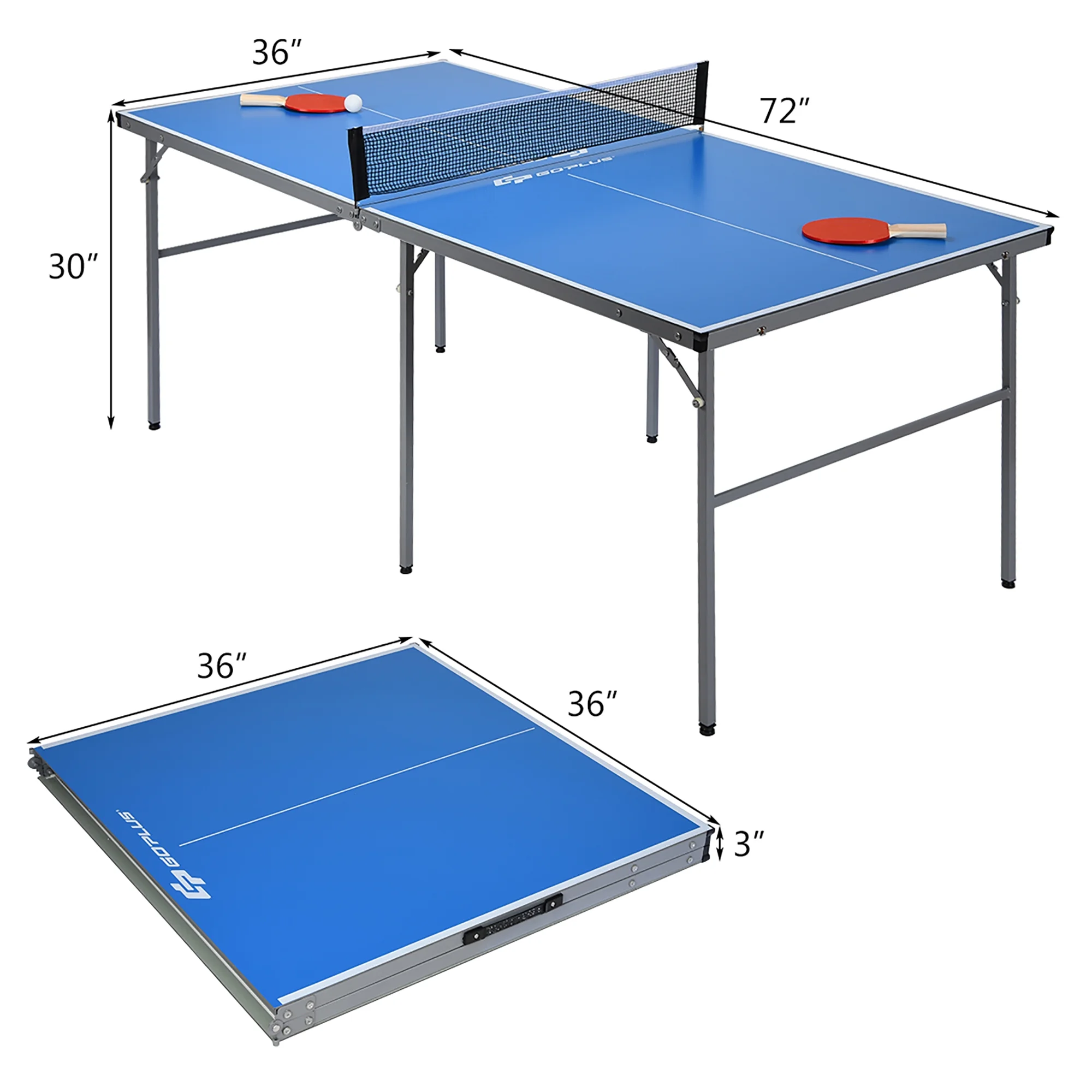 6��x3�� Portable Tennis Ping Pong Folding Table w/Accessories Indoor Outdoor Game - Image 8