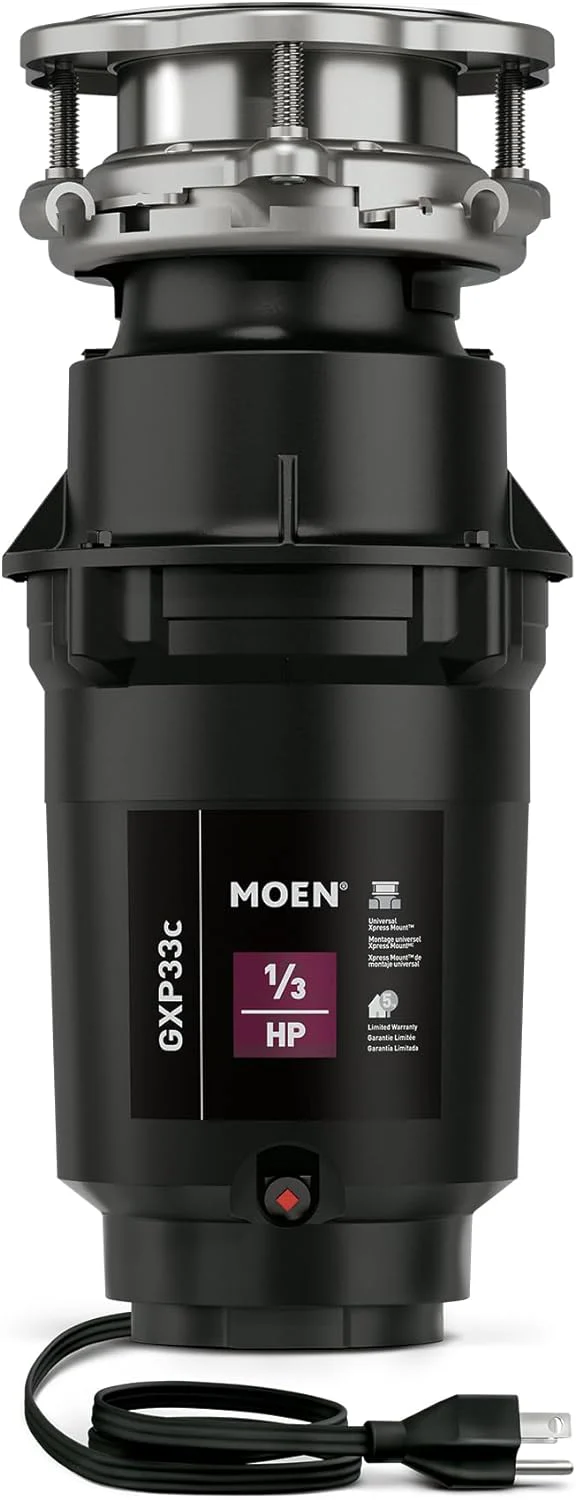 1 HP Continuous Feed Lighted Garbage Disposal with Sound Reduction for Under Sink, Power Cord Included, EXL100C