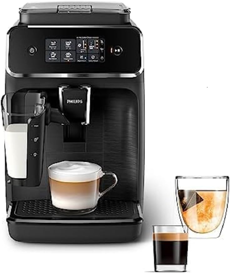 Machine à expresso entièrement automatique Philips série 2200 - Mousseur à lait LatteGo, 3 variétés de café, écran tactile intuitif, noir, (EP2230/14)