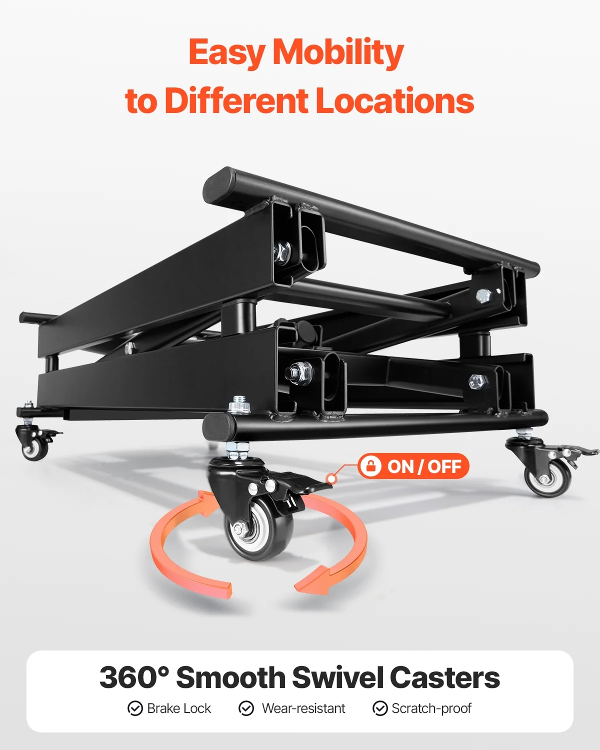 Electric Lift Table, 330 lbs Capacity Single Scissor Lift Table, 8 28 in Height Adjustable Lifting Platform, Coffee Table lift with 4 Wheels, for Material Handling and Transportation, Black - Image 5