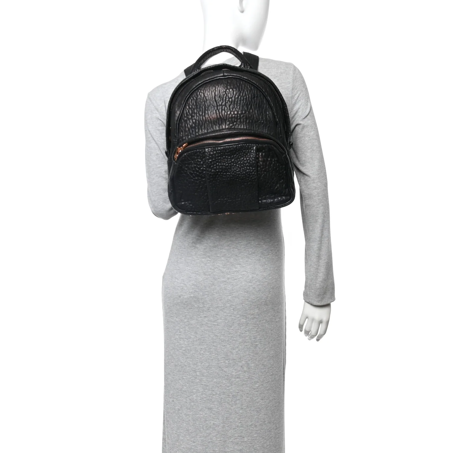 Pebbled Lambskin Dumbo Backpack Black Rose Gold Hardware