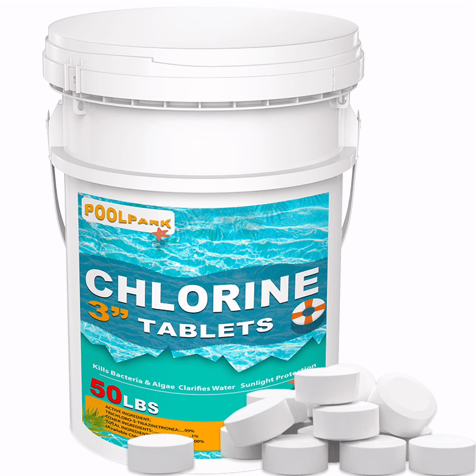 50 lb Pool & Spa Chlorine Tablets Pool Supplies 50 Pounds 3 in Chlorine Stabilizer Hot Tubs Bathtub Chlorinating Tablets
