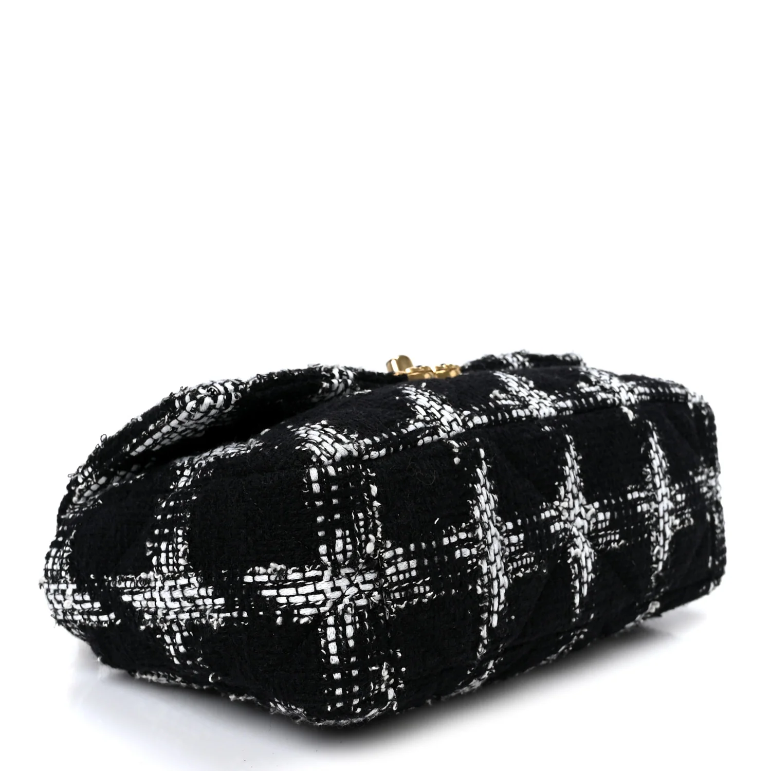 Tweed Quilted Medium Chanel 19 Flap Black White