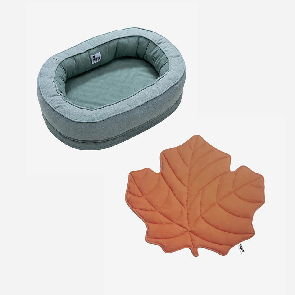 Leaf Shape Dog Blanket With Donut Dog Bed Luxury Dog Gifts