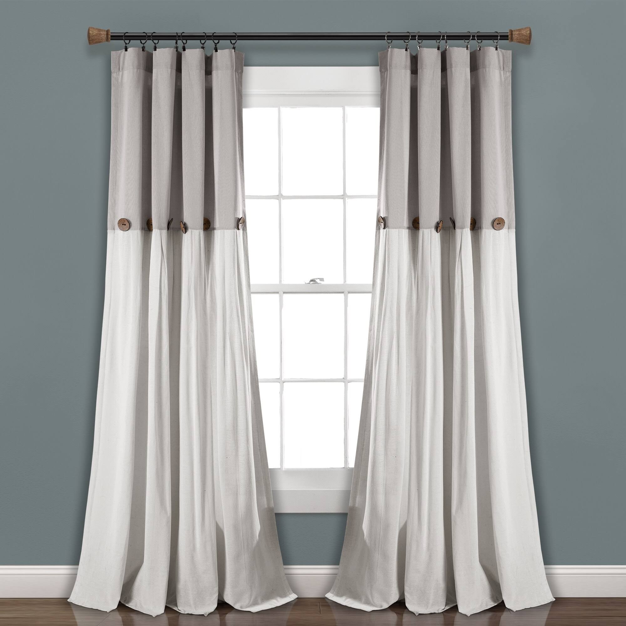 Lush Decor Linen Button Window Curtain Panel - 84