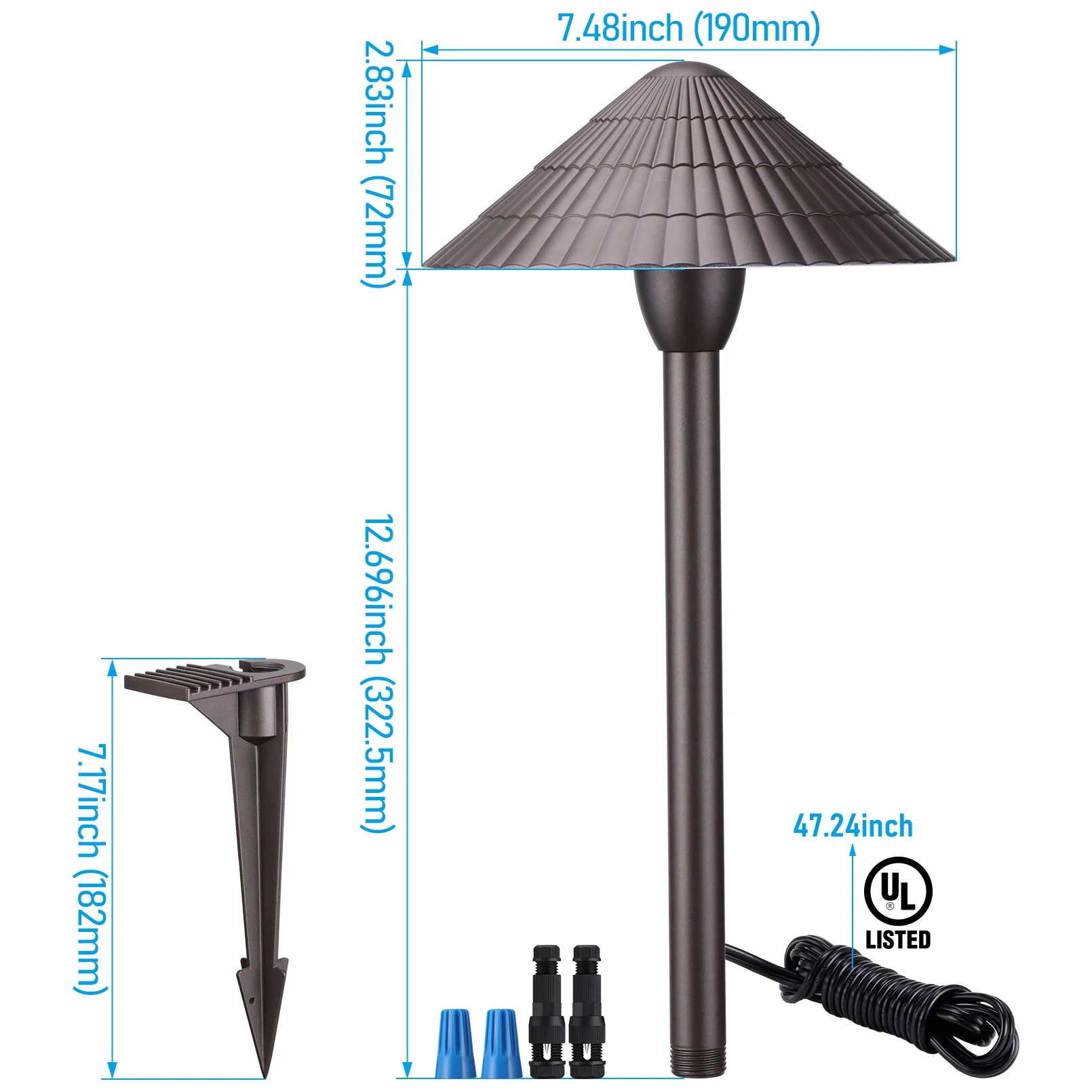 12 Pack 5CCT LED Pathway Landscape Lights, 1800K/2700K/3000K/4000K/5000K Selectable, 12-24V AC/DC Low Voltage, IP65 Waterproof, Oil Rubbed Bronze, Aluminum Housing