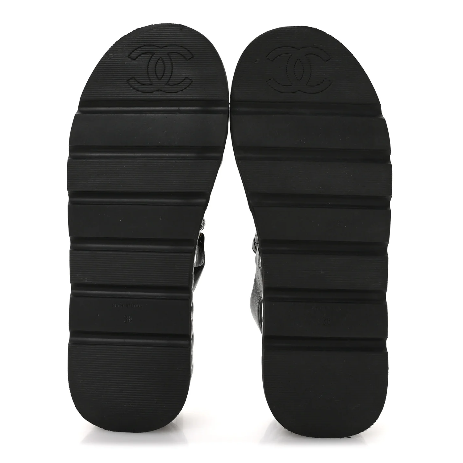 Lambskin Quilted Platform Sandals 38 Black