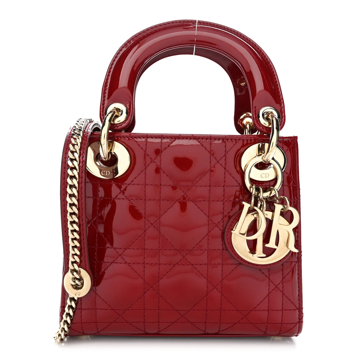Patent Cannage Mini Lady Dior Red