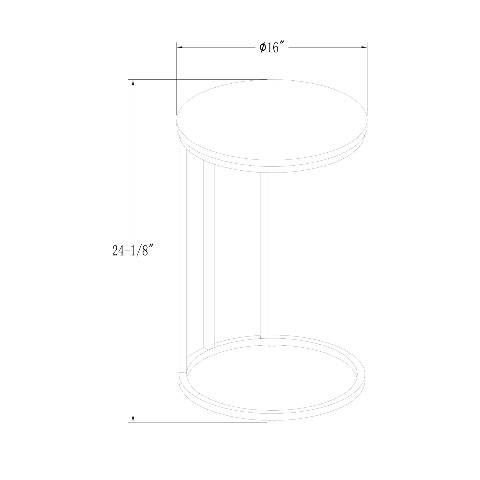 Ember Interiors Modern Glam Athena C Shaped End Table, Faux Marble/Gold(Clear / Chrome) Image 2