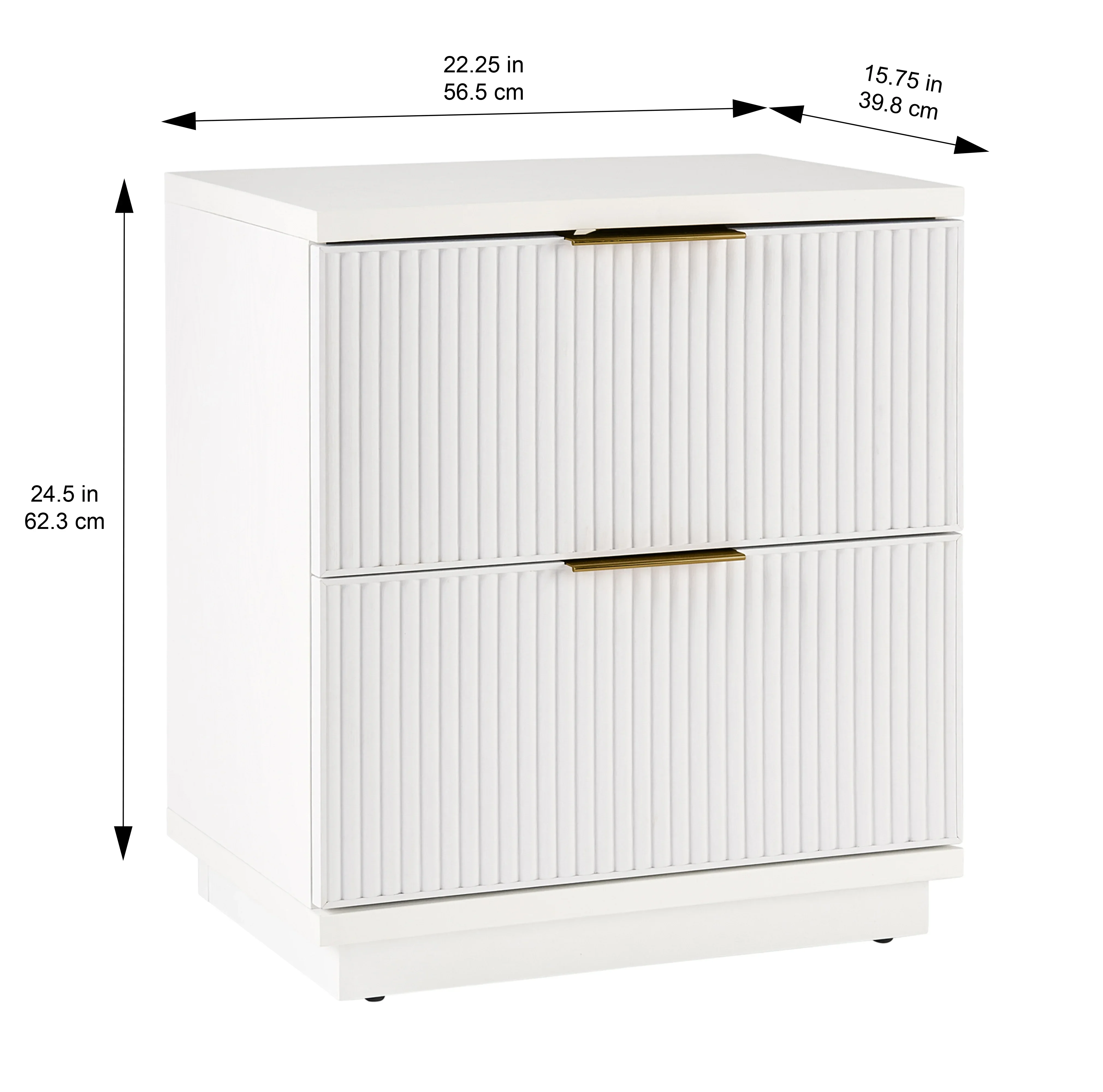 Better Homes & Gardens Lillian Fluted 2-Drawer Nightstand with USB, Natural Pine