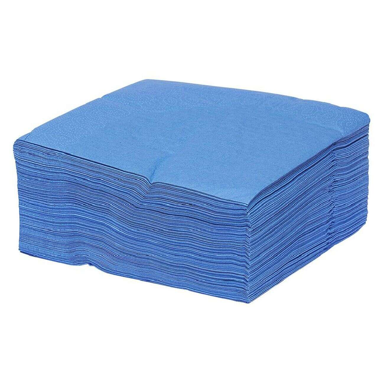 Serviette en papier ouate bleu 2 plis 33x33cm x100