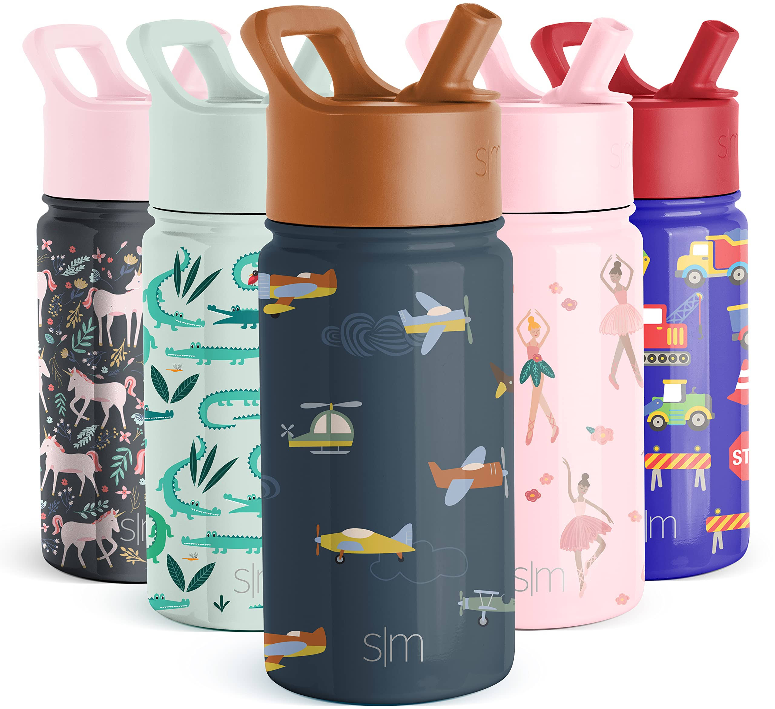 Simple Modern Kids Water Bottle with Straw Lid | Insulated Stainless Steel Reusable Tumbler for Toddlers, Boys | Summit | 14oz, Wheels Up