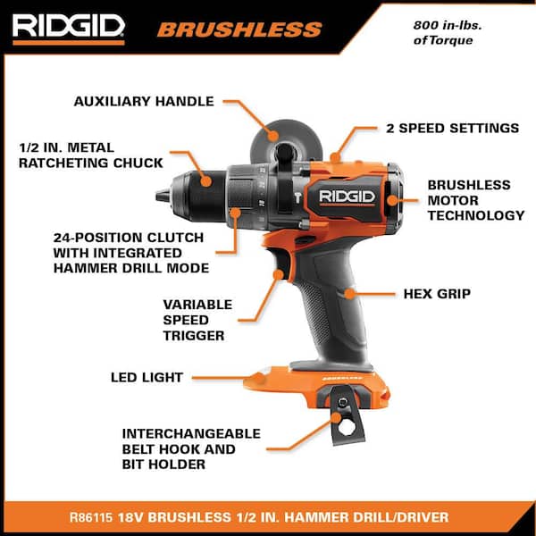 18V Brushless Cordless 2 Tool Combo Kit with Hammer Drill, Impact Driver, (3) Batteries, Charger, and Bag Image 3