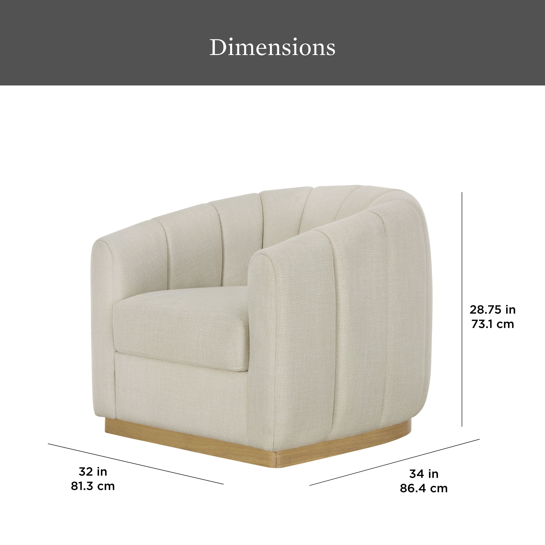 Lillian Accent Swivel Chair, Cream Linen(Cream Linen) - Image 4