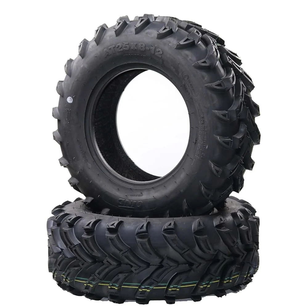 2 Pack 25x8-12 ATV UTV Tires 6PR Tubeless All Terrain Tires