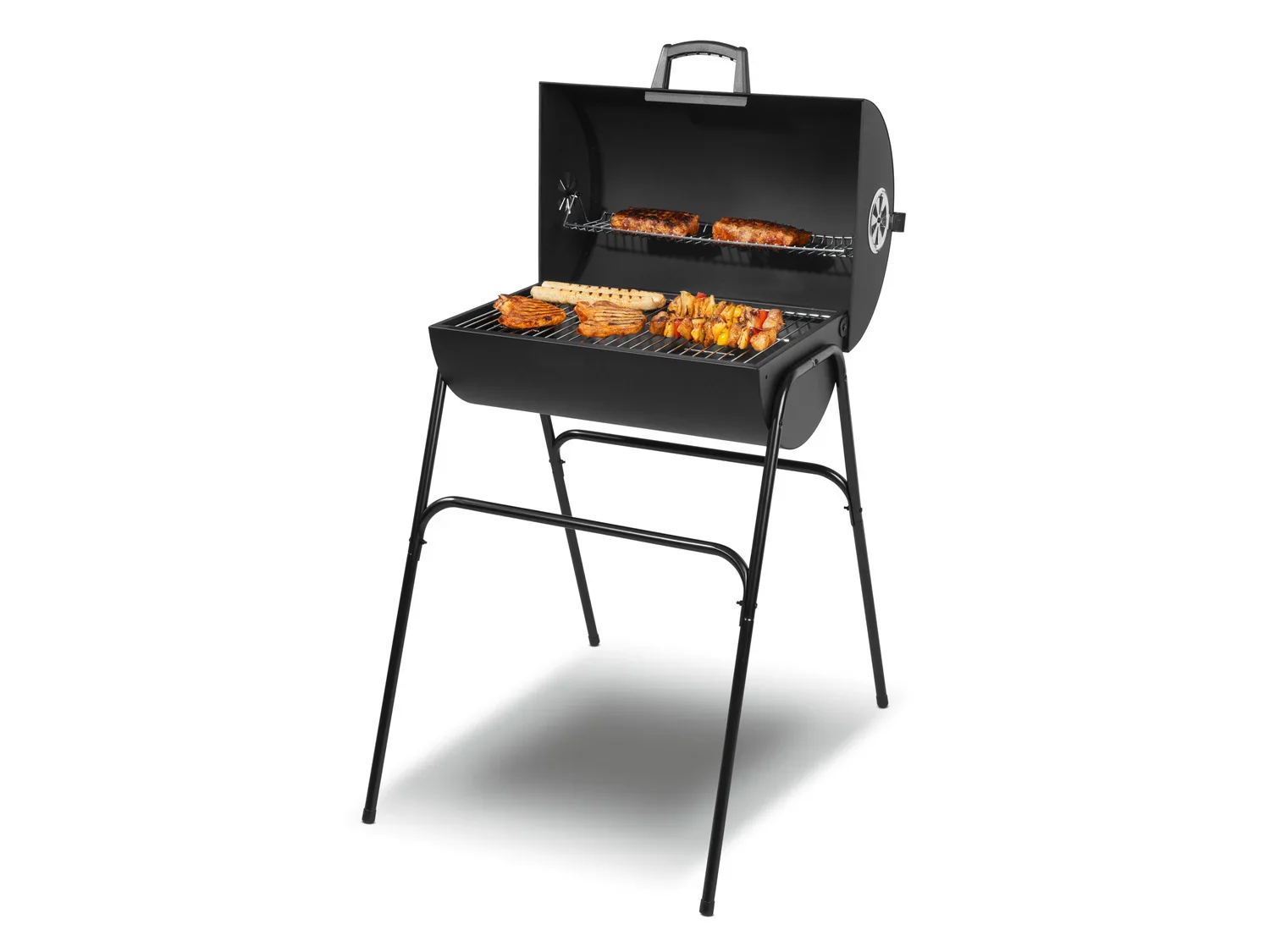 GRILLMEISTER Barbecue baril  charbon de bois, 51 x 34 cm