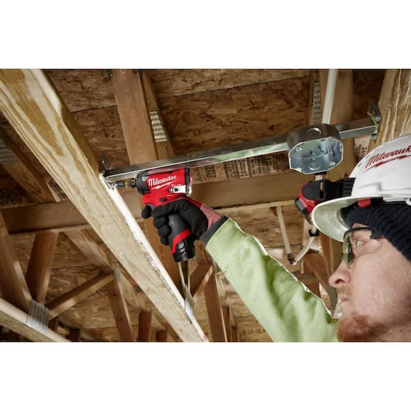 M12 FUEL 12V Lithium Ion Cordless 3/8 in Ratchet and 1/4 in Impact Driver Kit (2 Tool) w/Batteries, Charger Bag Image 8