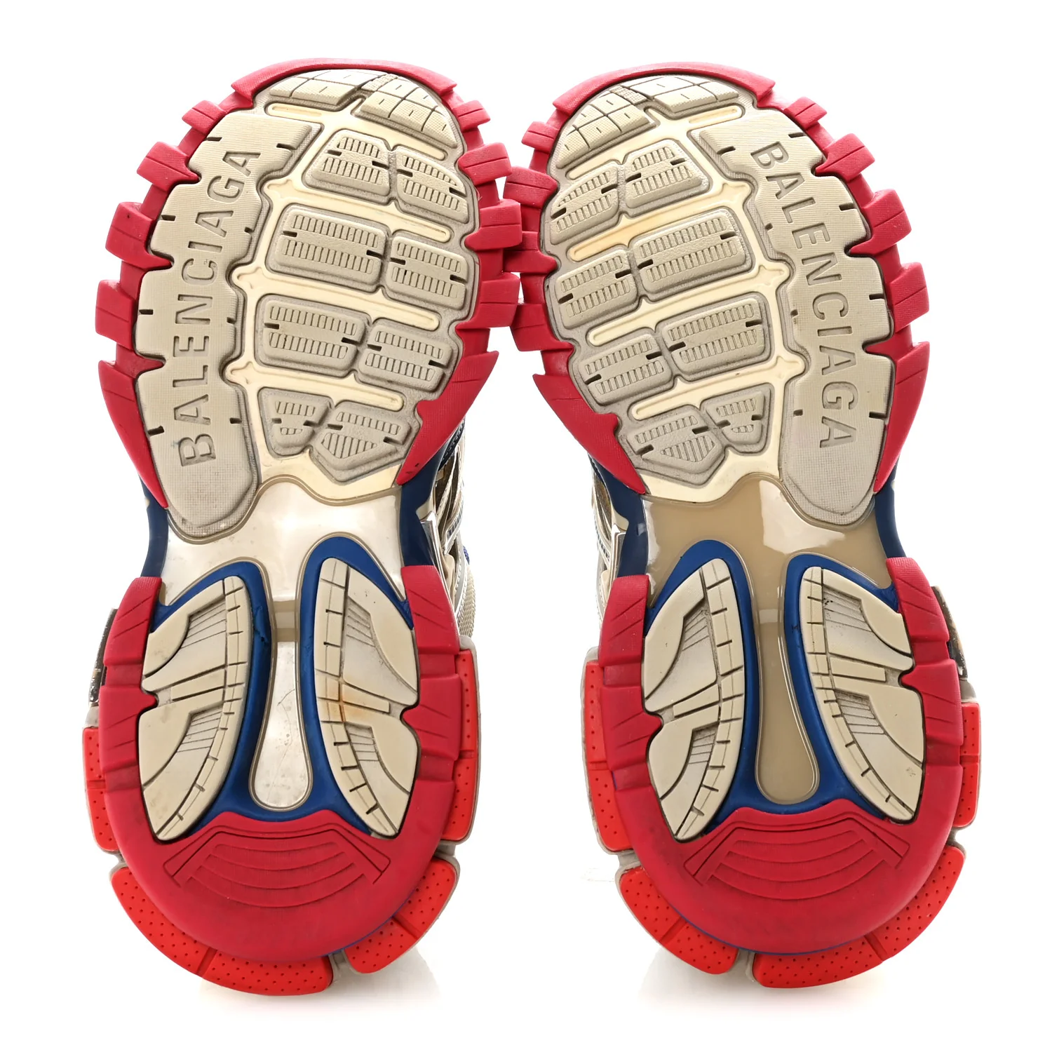 Rubber Mesh Bi-Color Womens Track.2 Open Sneakers 39 Beige Blue Red