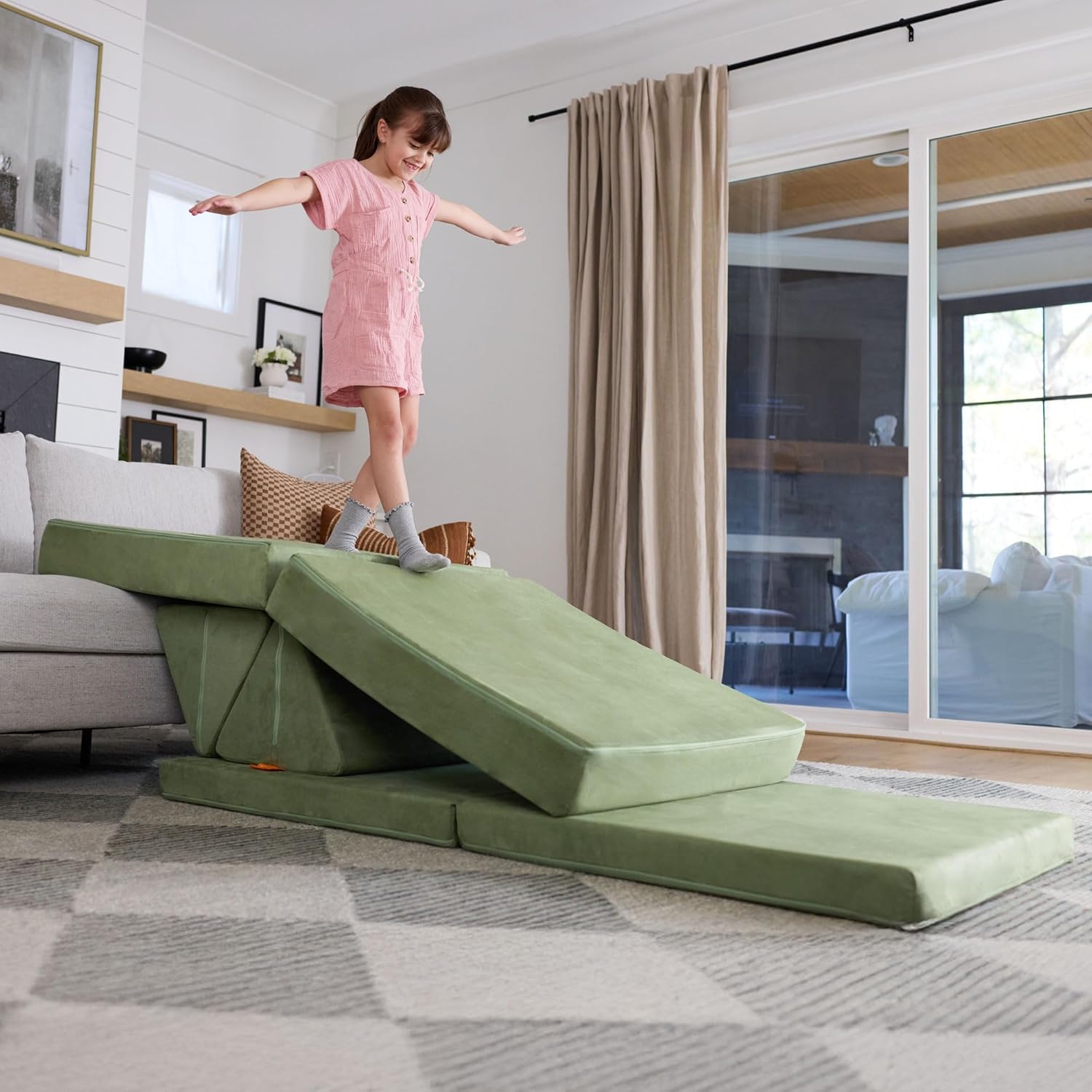 Nugget - The Original Play Couch for Kids - Modular Foam Children's Sofa for Playroom, Imagination, & Creative Open Ended Play - Washable & Convertible Playroom Furniture, Bamboo