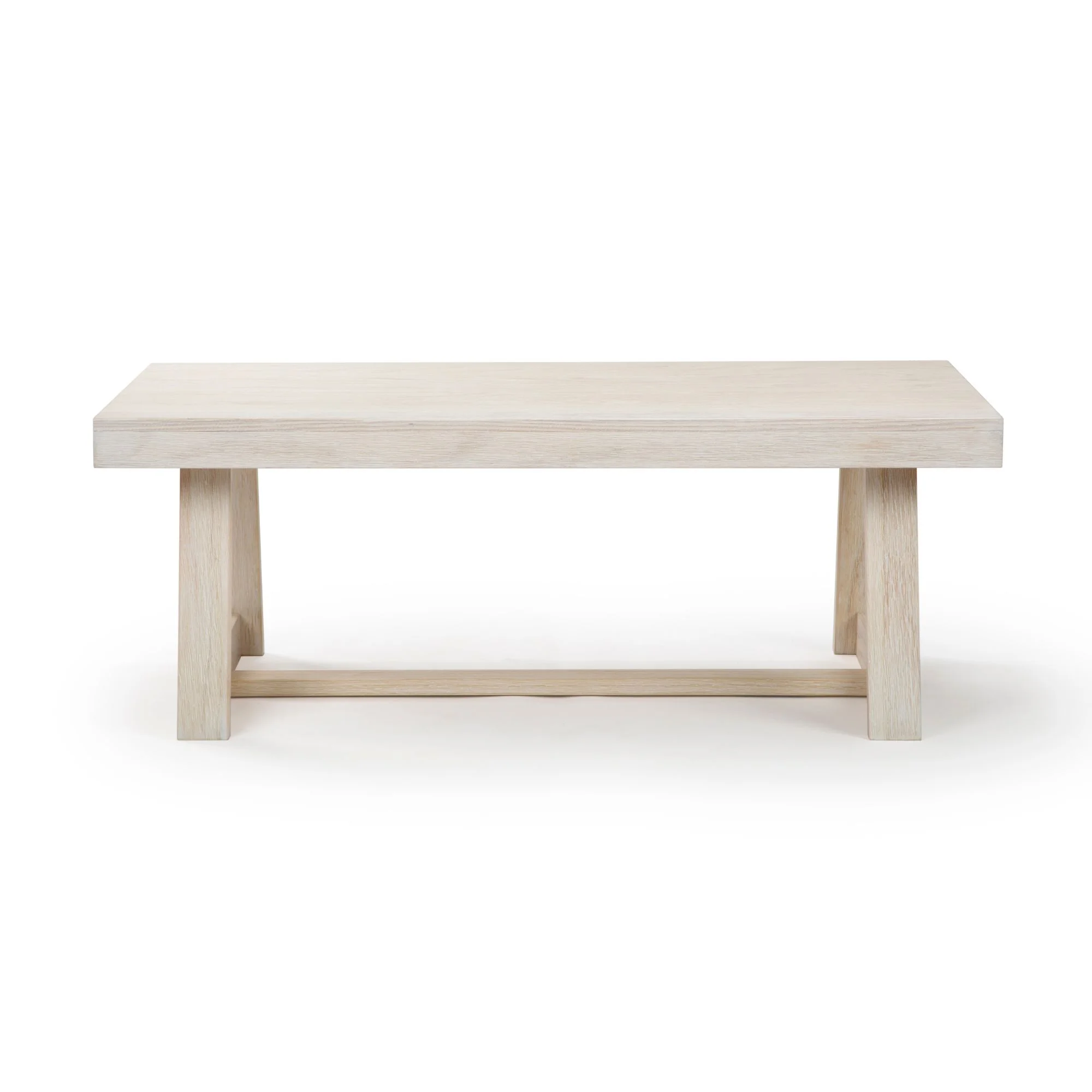 Farmhouse Coffee Table, 48" Solid Wood Tables for Living Room, Rectangular Center Table(White Sand Wirebrush) - Image 8