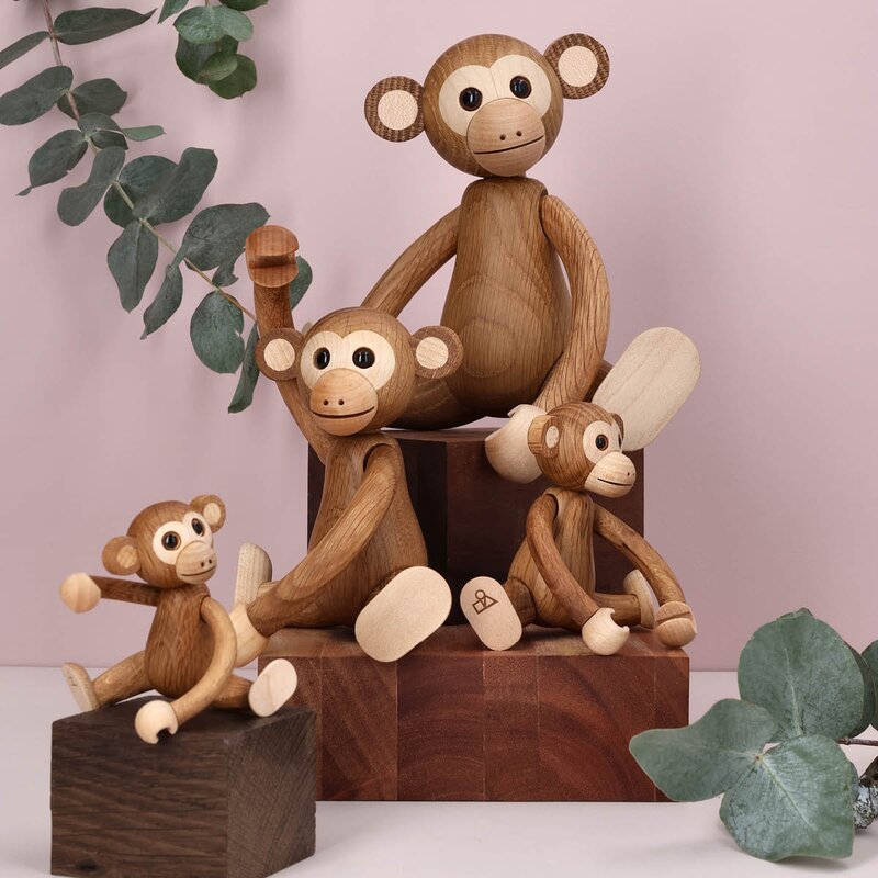 Funky Monkey trefigur 21 cm eik
