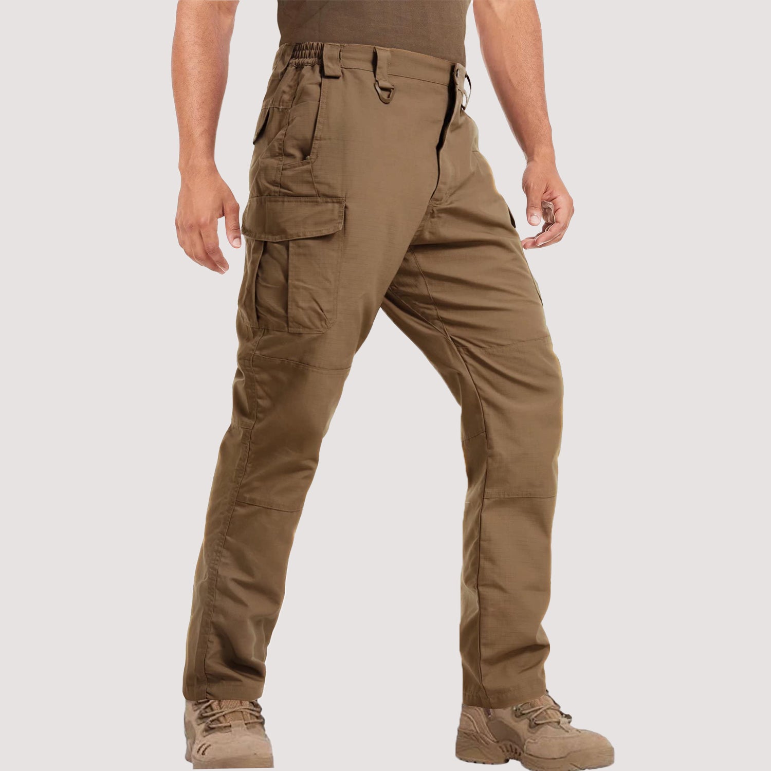 Pantalon cargo tactique pour homme, 9 poches, en tissu ripstop déperlant, idéal pour le travail, la randonnée et la chasse.