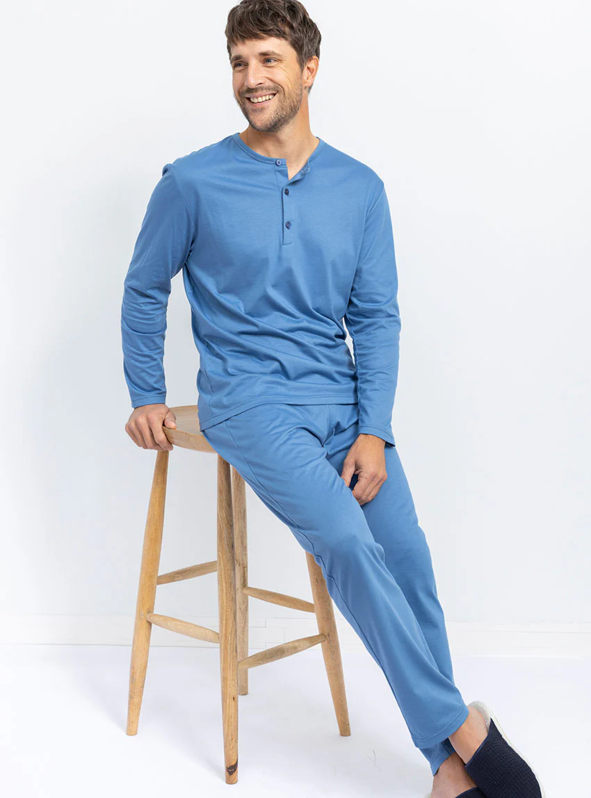 Pyjama homme en coton bleu