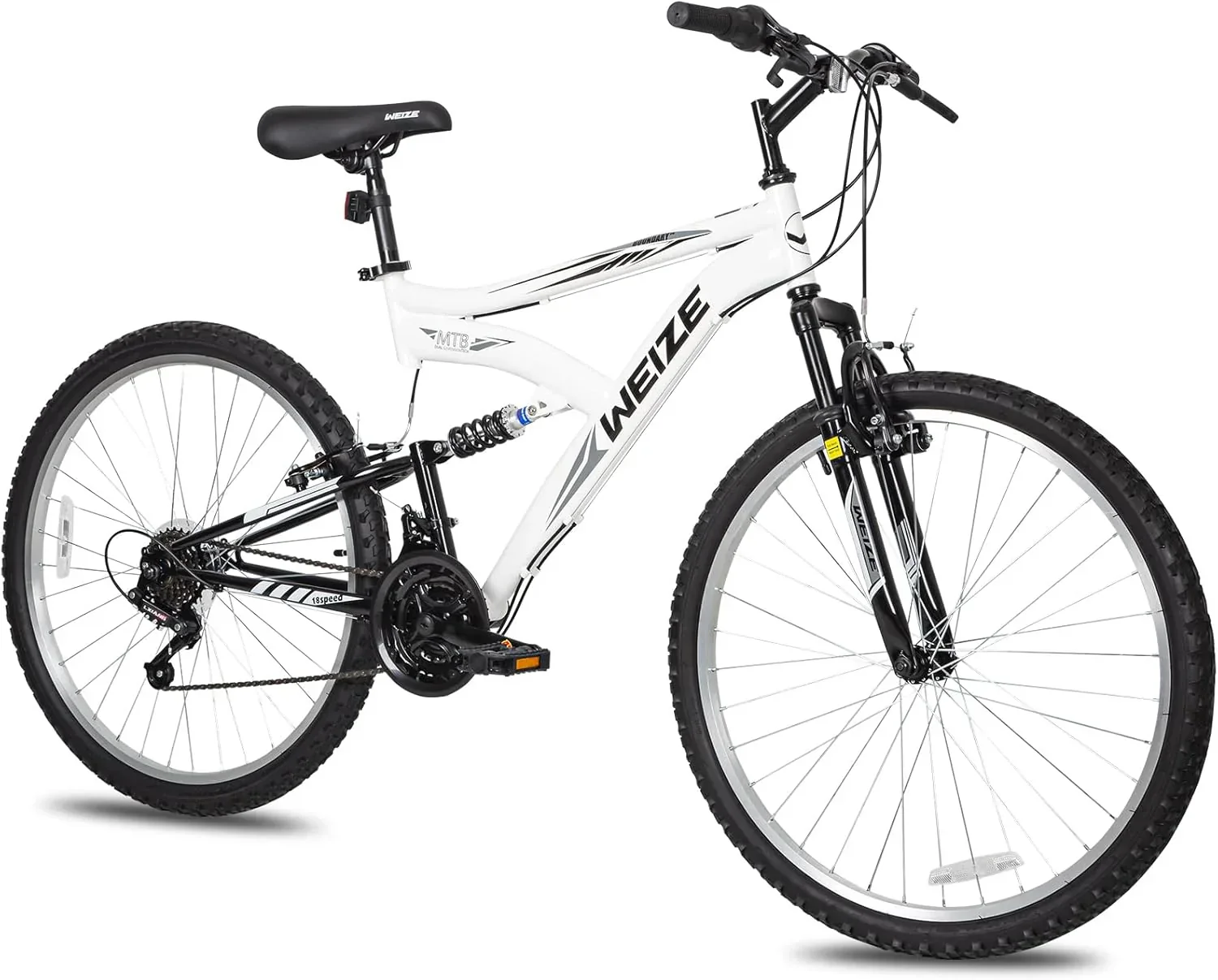 VTT WEIZE 26/27,5 pouces, vélo hybride d'extérieur, 18 vitesses, cadre en acier à haute teneur en carbone, suspension intégrale