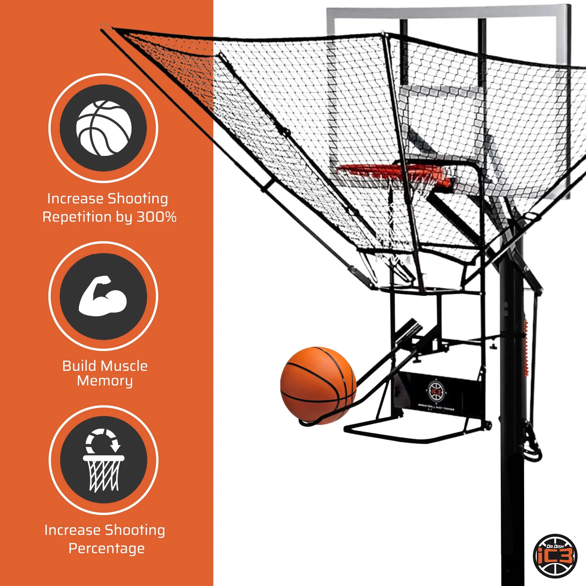 iC3 Basketball Return Shot Trainer for Pole and Wall Mount Hoops - Image 7