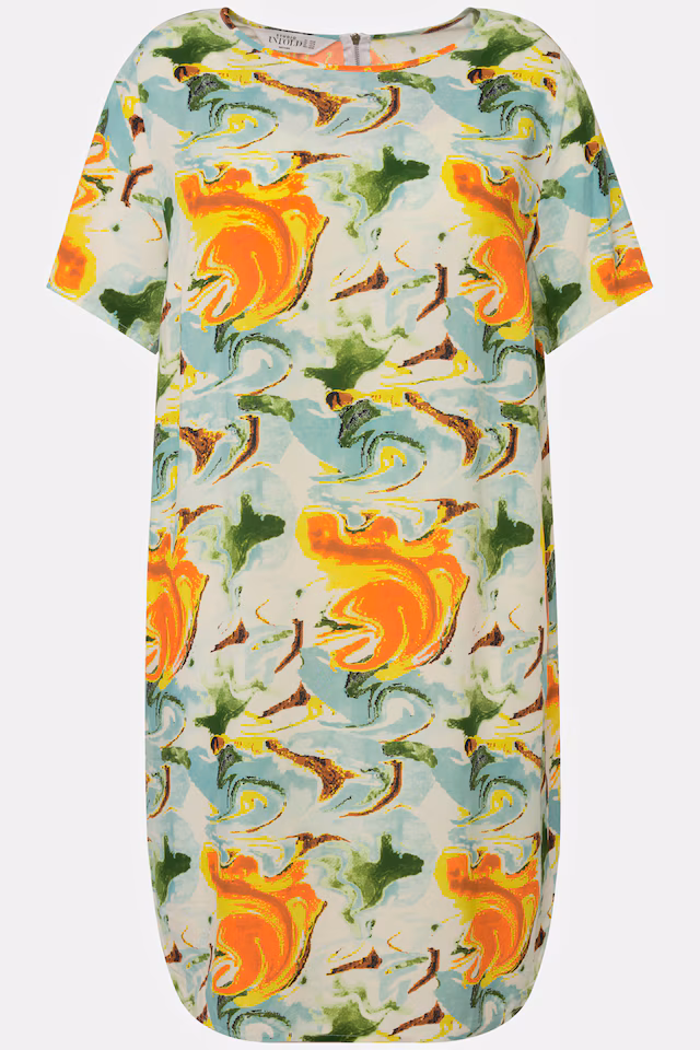 Abstract Print Short Sleeve Mini Dress