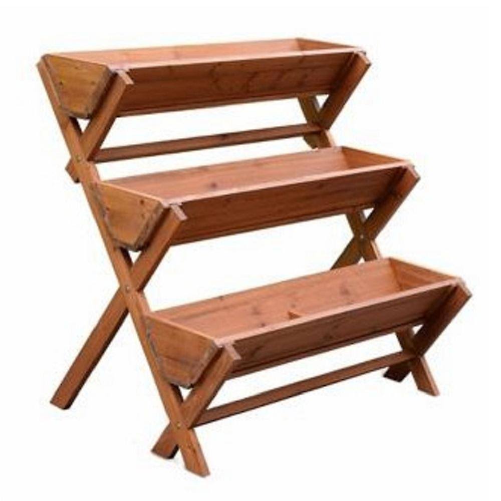 Discover Home Products WQ-3TP Outdoor Wood Planter 35.83 inch Tall Raised Garden, Size: 83 in