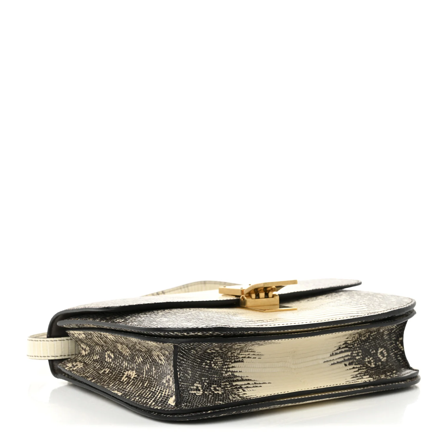 Lizard Medium Classic Box Flap Bag Natural